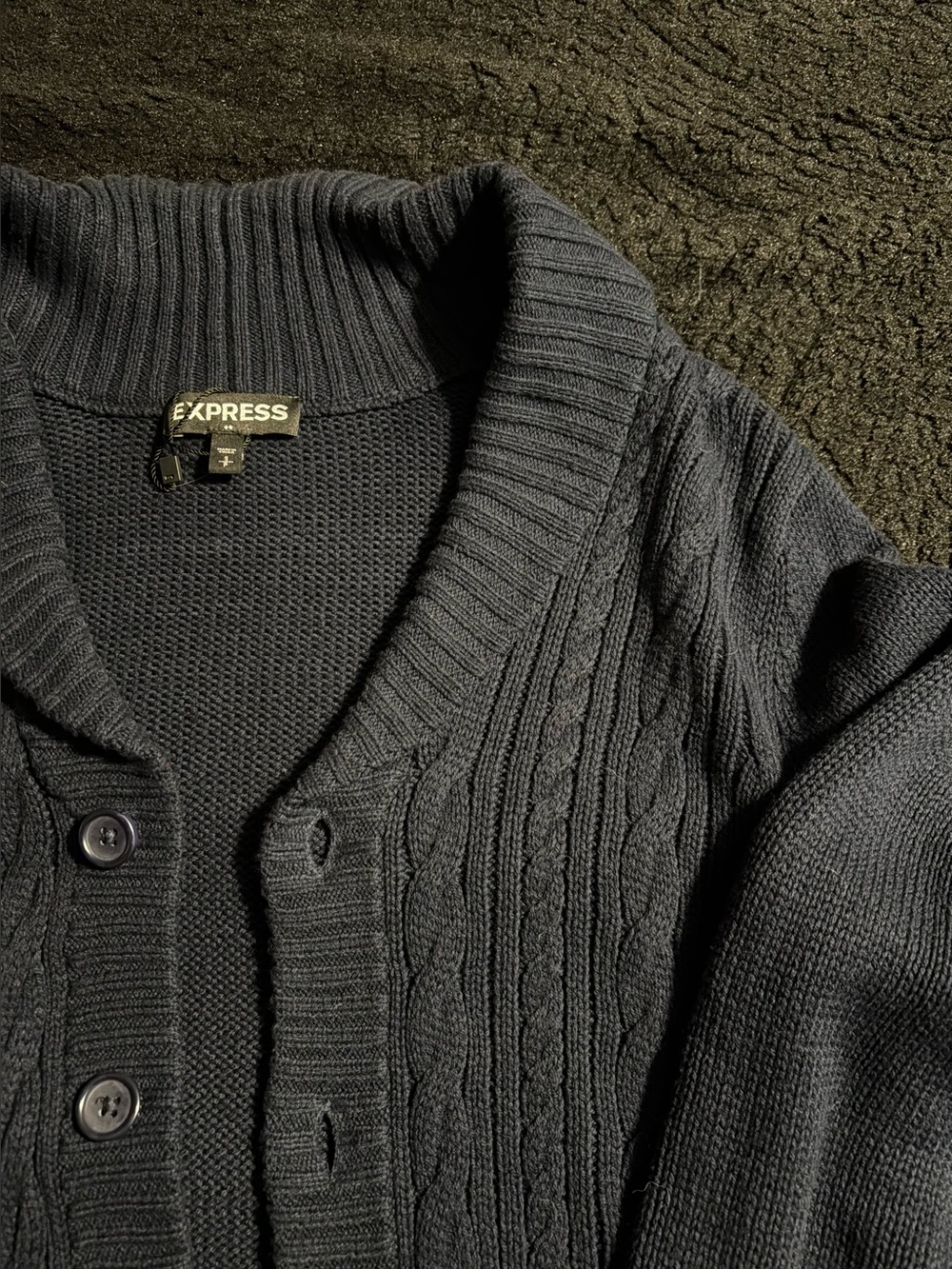 Express - Men’s Charcoal Cable-Knit Cardigan